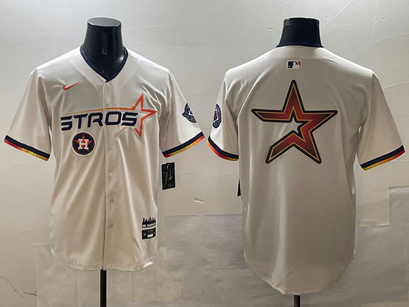 Men Houston Astros Blank Cream Three generations Joint Name 2025 Nike MLB Jersey style 12